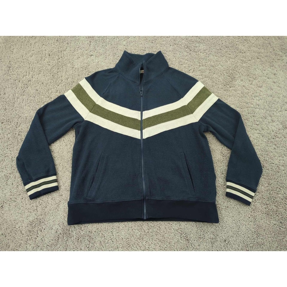 Faherty Jacket Mens Medium Navy Blue Full Zip Striped Retro Track‎
